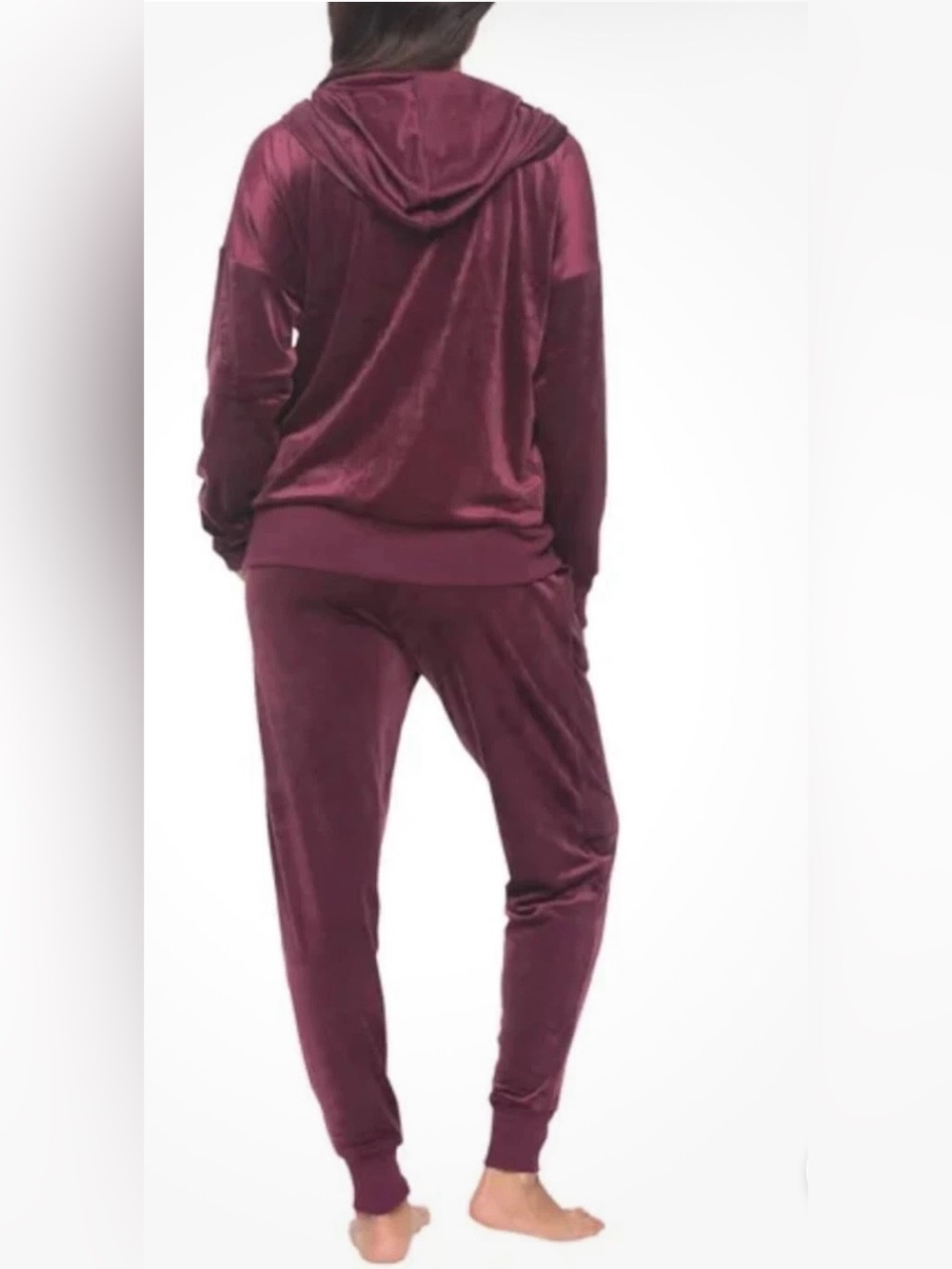 Felina Plum Velvet Track Pants & Zip Hoodie Set - Picture 3 of 4